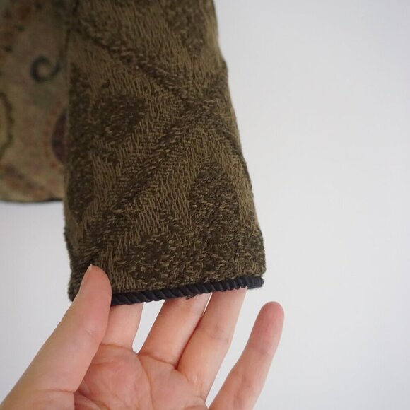 Vintage '90S Allure Petite Black Green Patchwork Paisley Tapestry Jacket PXS - Picture 12 of 16